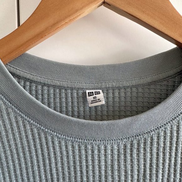 Uniqlo Waffle Crew Neck Long-Sleeve Dress in Light Blue - Picture 4 of 6